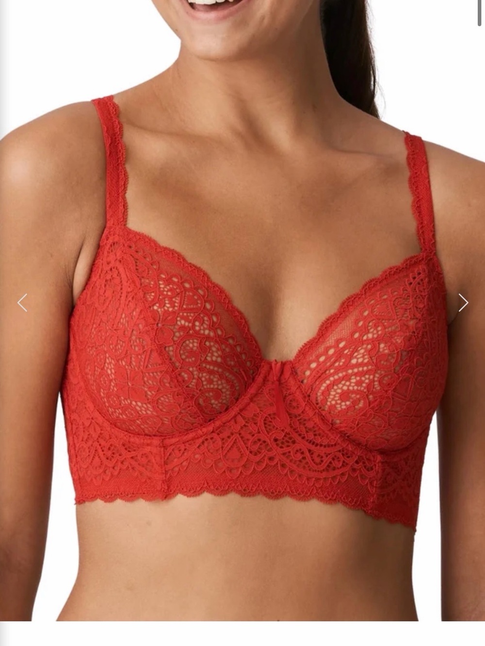 Prima Donna twist Lace Longline Balconette Bra in Red